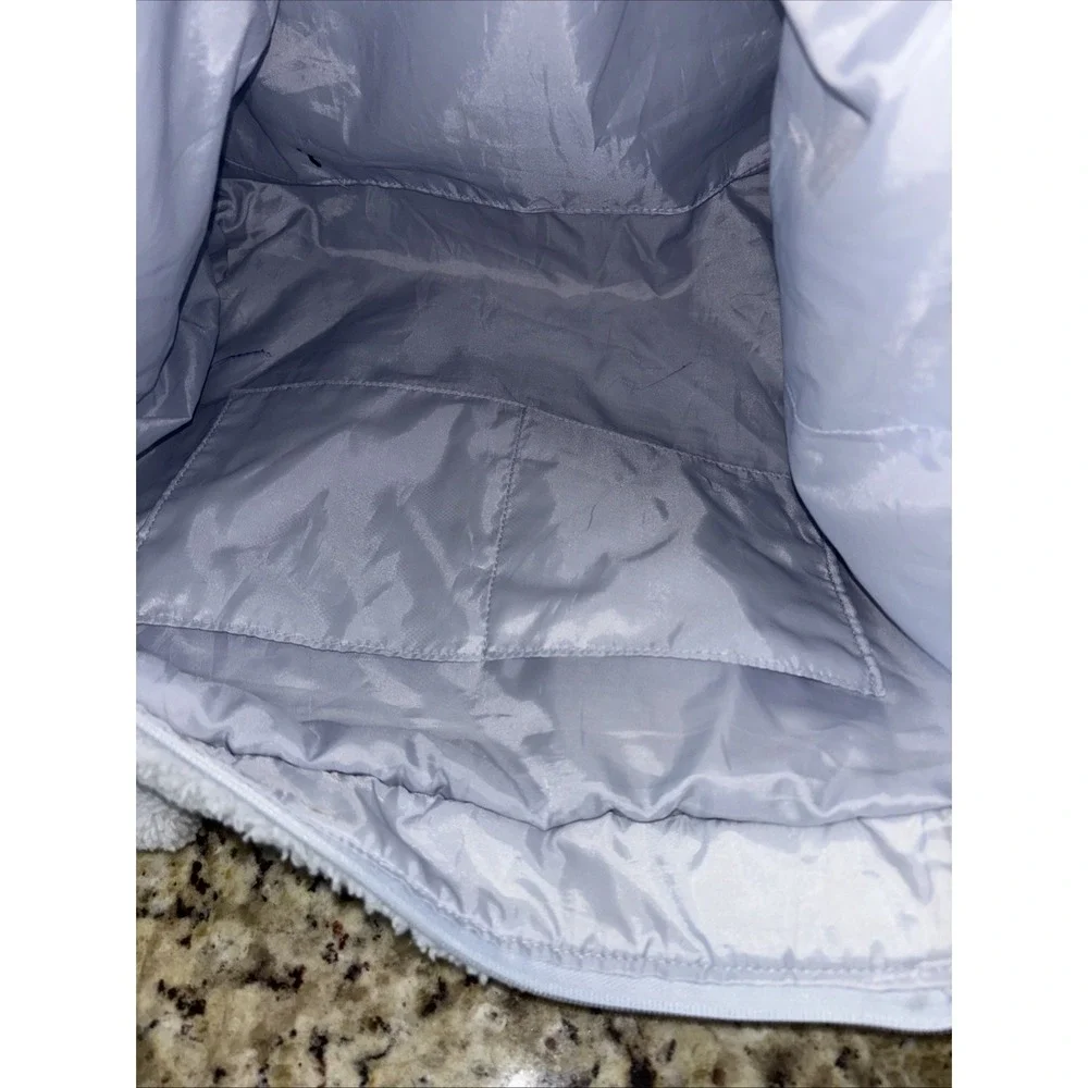 Victorias Secret Blue Plush Teddy Tote In Hydrangeas‎ BlueZipper. Inside Pockets